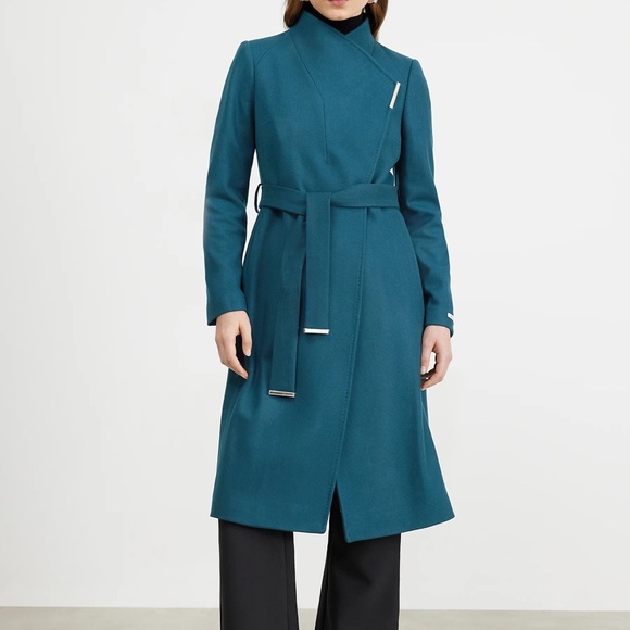 Ted Baker ROSE mid length wool wrap coat size 5 (XL). - Picture 1 of 4